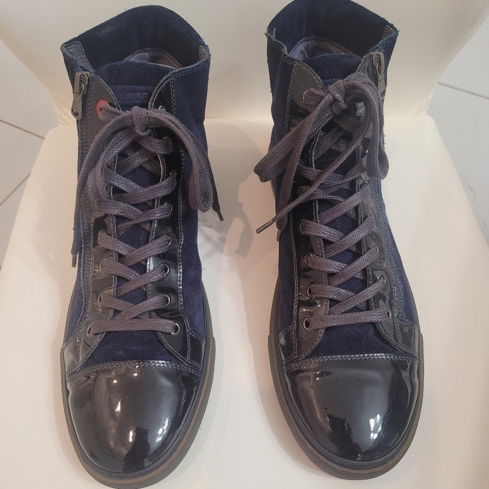 Moschino Men's Navy High-Top Sneakers Size 46/11.5 Made Italy